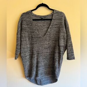 Gray knit v-neck sweater from Express